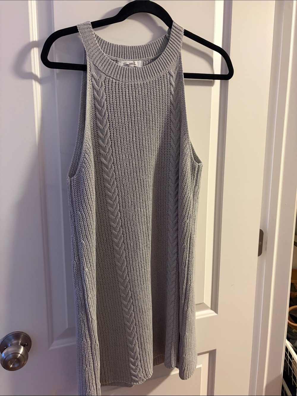 Honey Belle Light Gray Cable Knit Mini Dress